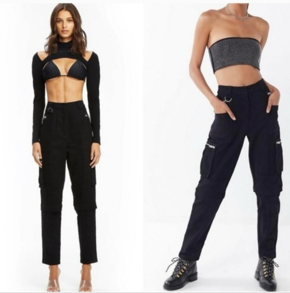I. AM. Gia Ursa Convertible Cargo Punk Pants Zippers All Over Size Small - Picture 2 of 13